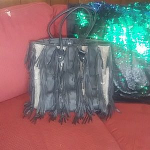 Hot fringe and reptile skin bag CARLOS SANTANA